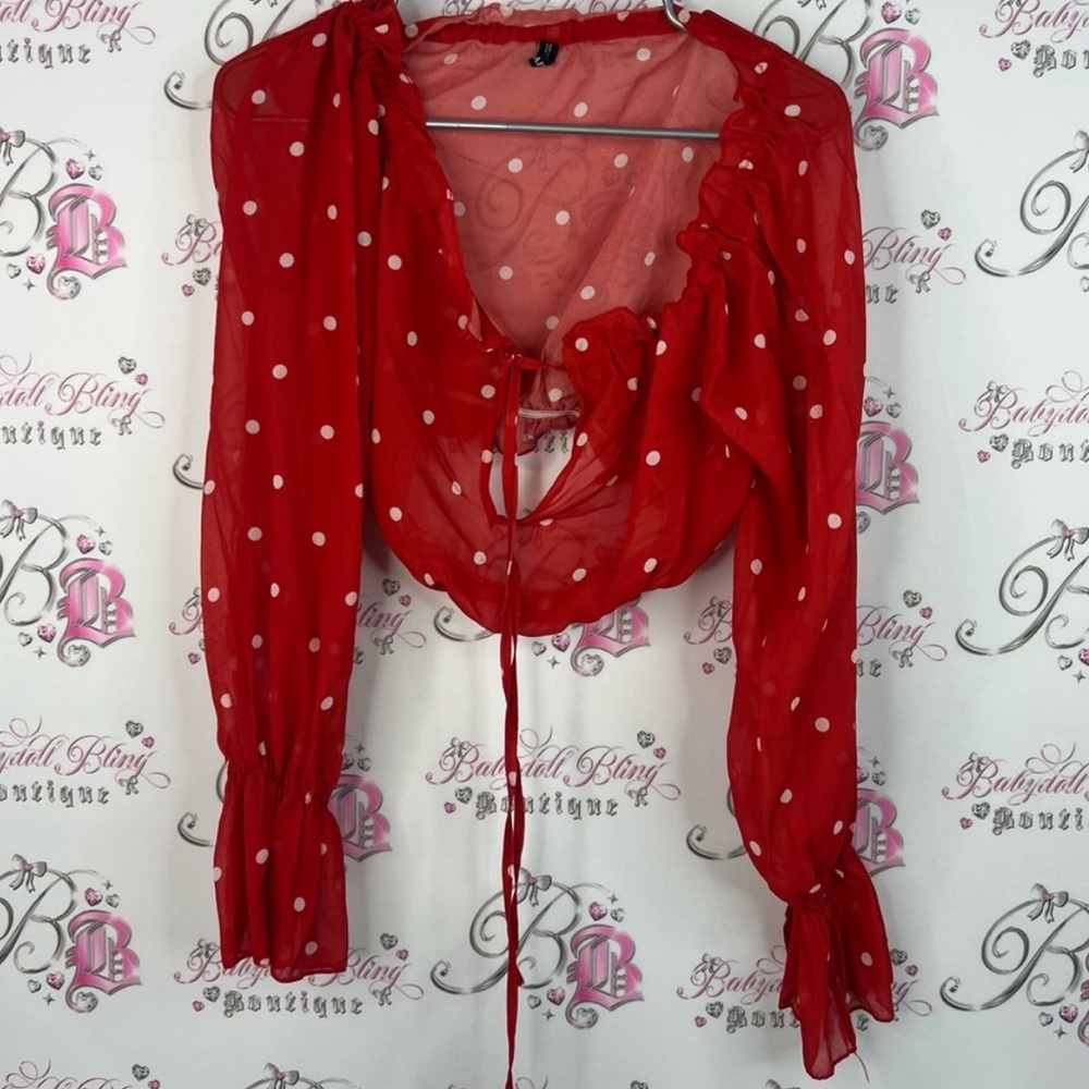 Zaful Polka Dot Sheer Blouse